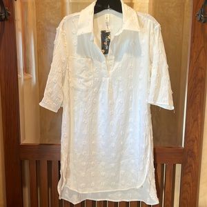 Blooming Jelly white chiffon swimsuit cover-up to tunic shirt dress